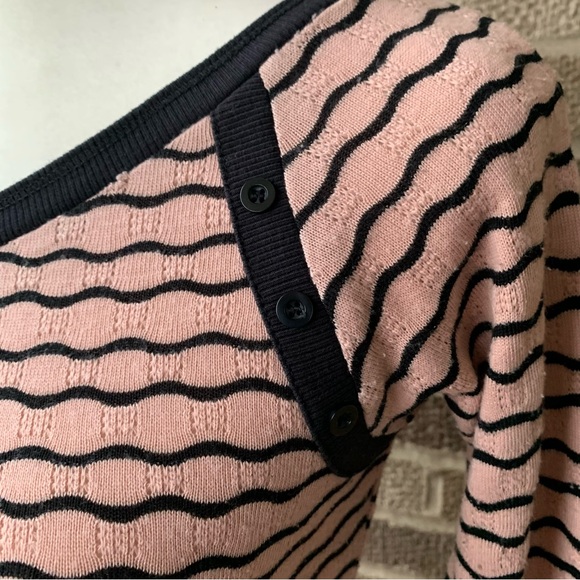 Free People Peplum Sweater Pink Black Stripes Size XS - Picture 5 of 13
